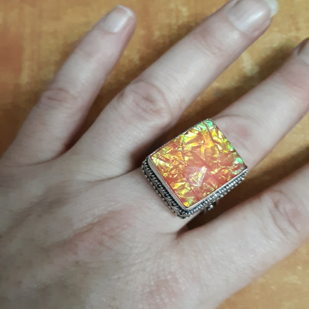 New Triplet Opal 925 Silver Ring.